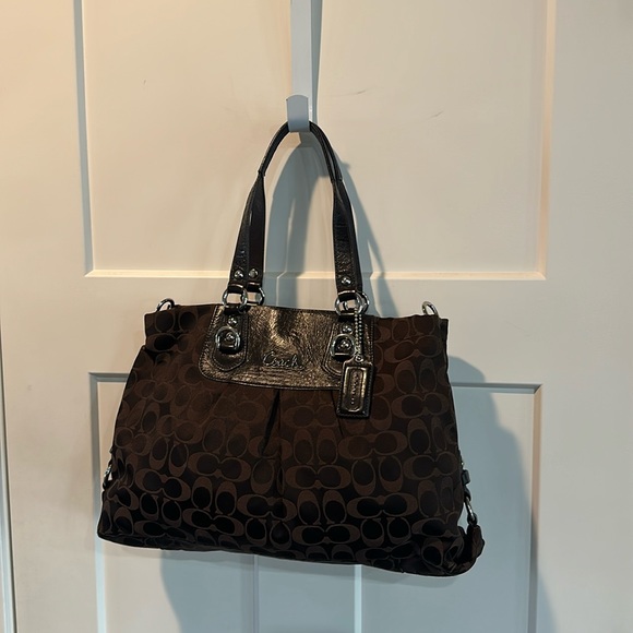 Coach Handbags - Coach Ashley brown canvas and leather shoulder bag